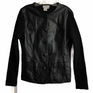 Spiegel Black Leather Ribbed Shacket M EUC